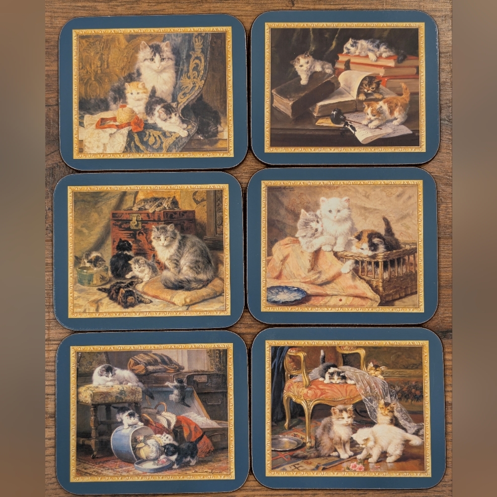 Jason Kitty Cat Cork Back Coasters Set Of 6